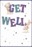 Bursting with warmth and gentle cheer, this whimsical get well card perfectly captures the supportive spirit of Rayners Lane. Its two lovable stars-a wide-eyed teddy bear and a playful, floppy-eared puppy-look as though they could tumble off the page, each cradling or balancing large, colourful letters that spell 'Get Well.' The vibrant indigo and teal hues of the text pop confidently against a creamy, soft background, evoking the relaxed brightness of a sunny afternoon near Roxbourne Park. Sprinkled across the card are tiny, spirited stars in shades of blue, purple, and aqua, infusing the scene with a dash of magic and hopeful possibility. The illustrations are so invitingly detailed that you can almost imagine running your fingers through the bear's furry arms or feeling the puppy's downy ears-sensations as comforting as a well-crafted bouquet from a Rayners Lane flower shop. Every aspect of the card feels considered and sincere, designed to lift spirits and offer real comfort-just as we aim to do with every bouquet delivered to friends and families healing in the neighbourhood.